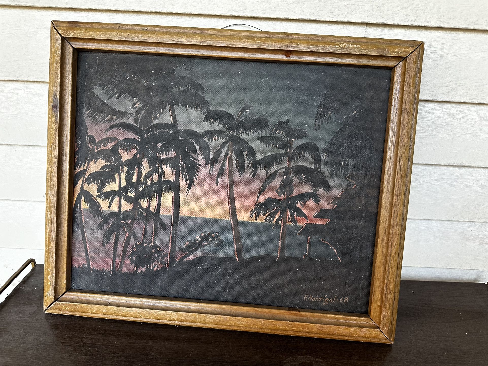 Beautiful Vintage Palm Tree Wall Art Unique Decor Frame