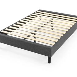 Upholstered Platform Bed Queen- Grey