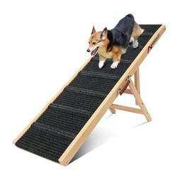 Nidouillet Dog Ramp for Bed, 47.2" Long Wooden Foldable Dog Ramp