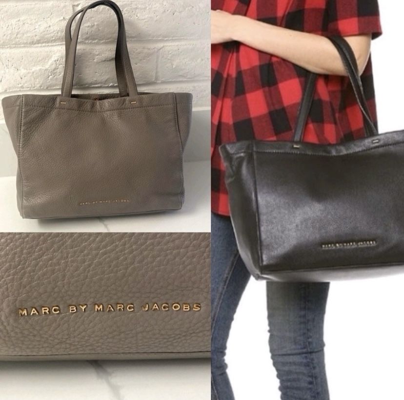 Marc Jacobs Tote Bag | Marc by Marc Jacobs “What’s the T” Grey / Taupe Handbag | Leather Purse