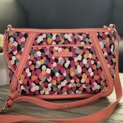Vera Bradley Pixie Confetti Coral Blk/White/Pink Dot Shoulder Crossbody Bag