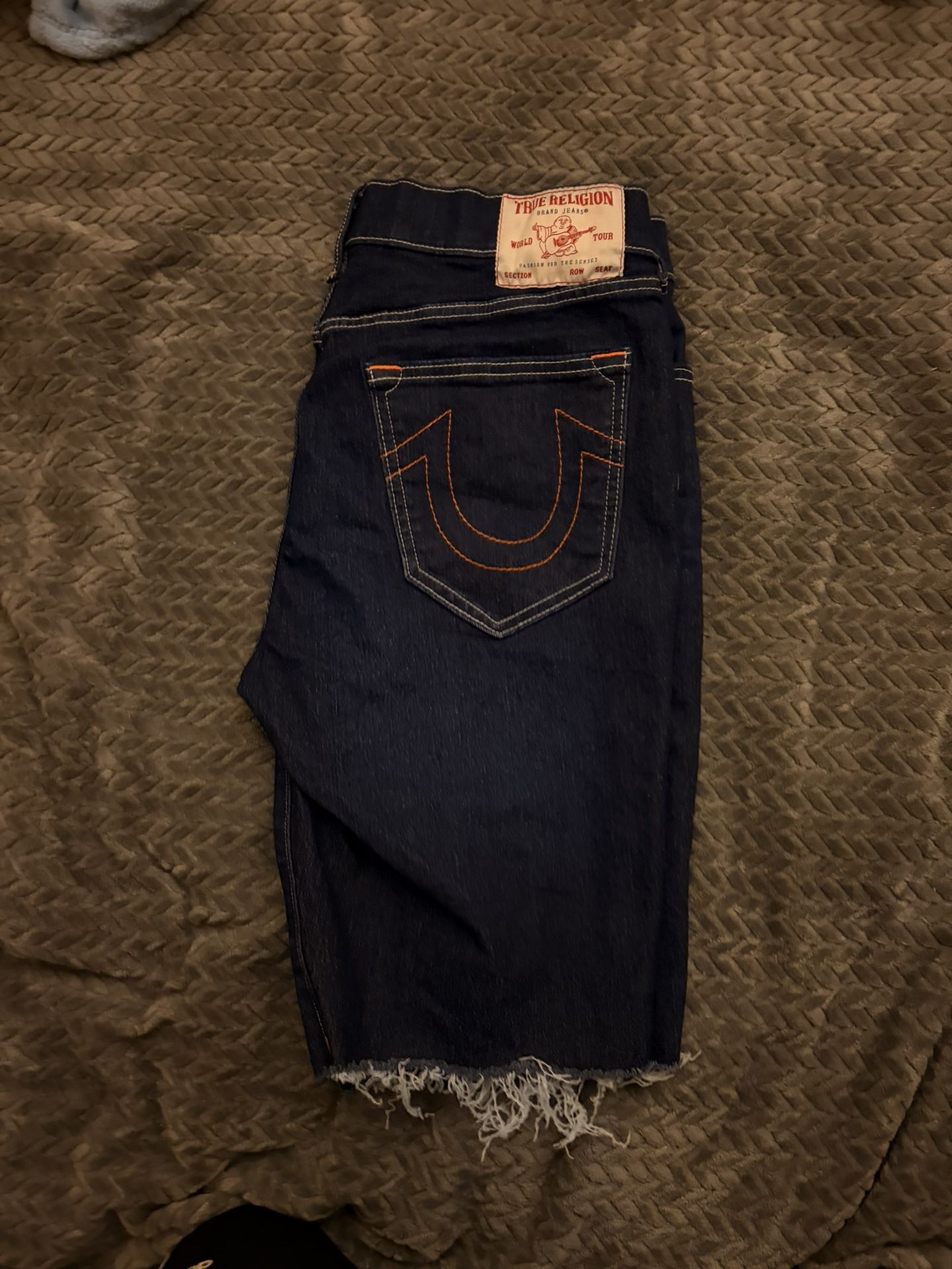 True Religion Ricky Super T Shorts Baggy Y2K Streetwear Blue Denim Jorts