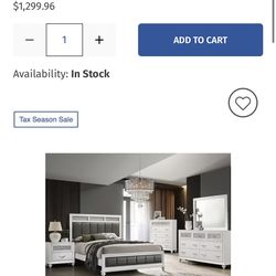 Queen Bedroom Set – Barzini White (4 Pieces) + FREE Mattress