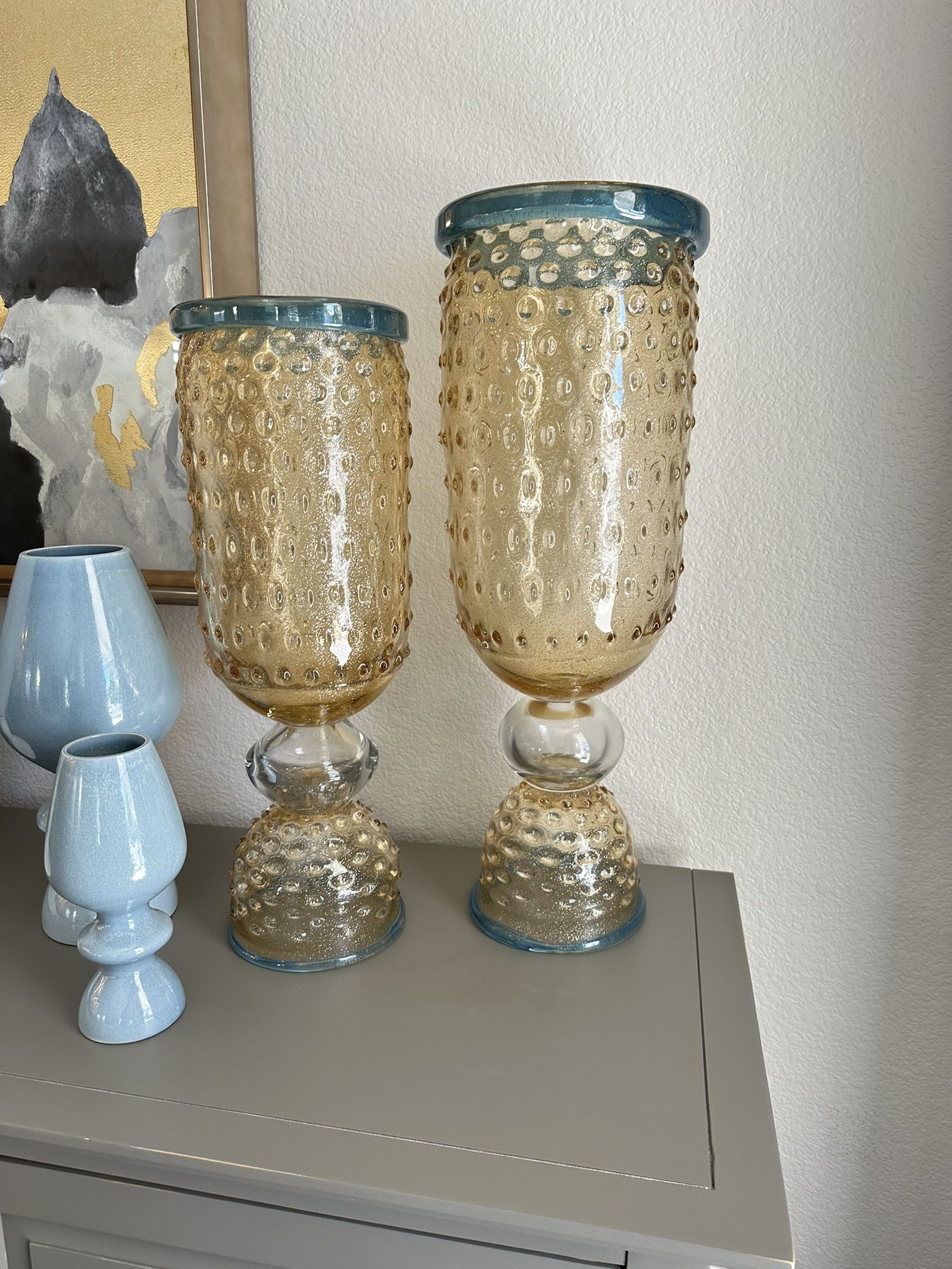 Global Views Hand blown Italian Glass Vase/Candle Holders