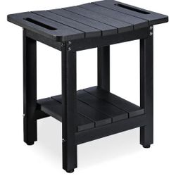 HDPE Shower Bench for Inside Shower – Waterproof, Durable Shower Chair and Stool for Adults – Complete with Storage Shelf & Adjustable Feet – Supports