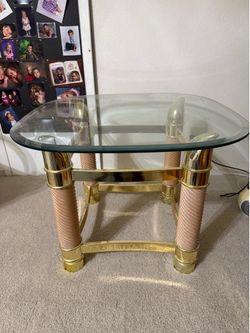 Vintage Glass and Brass End Table