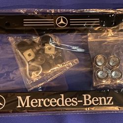 2 Mercedes license plate frame with 4 Mercedes zinc alloy screws