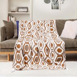 Boho Knit Throw Blanket – 51"x67" Lightweight (2.09lb) 