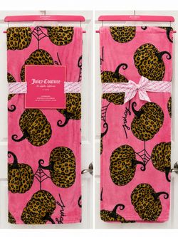 Juicy Couture Halloween Leopard Pumpkin Oversized Plush Blanket