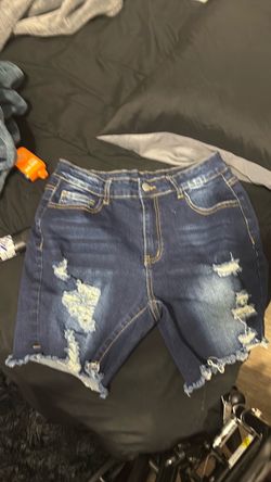 Dark Wash Distressed Denim Shorts