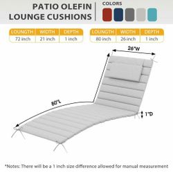 New Pair Of  Patio Sun Outdoor Poolside Cushions LIGHT GRAY