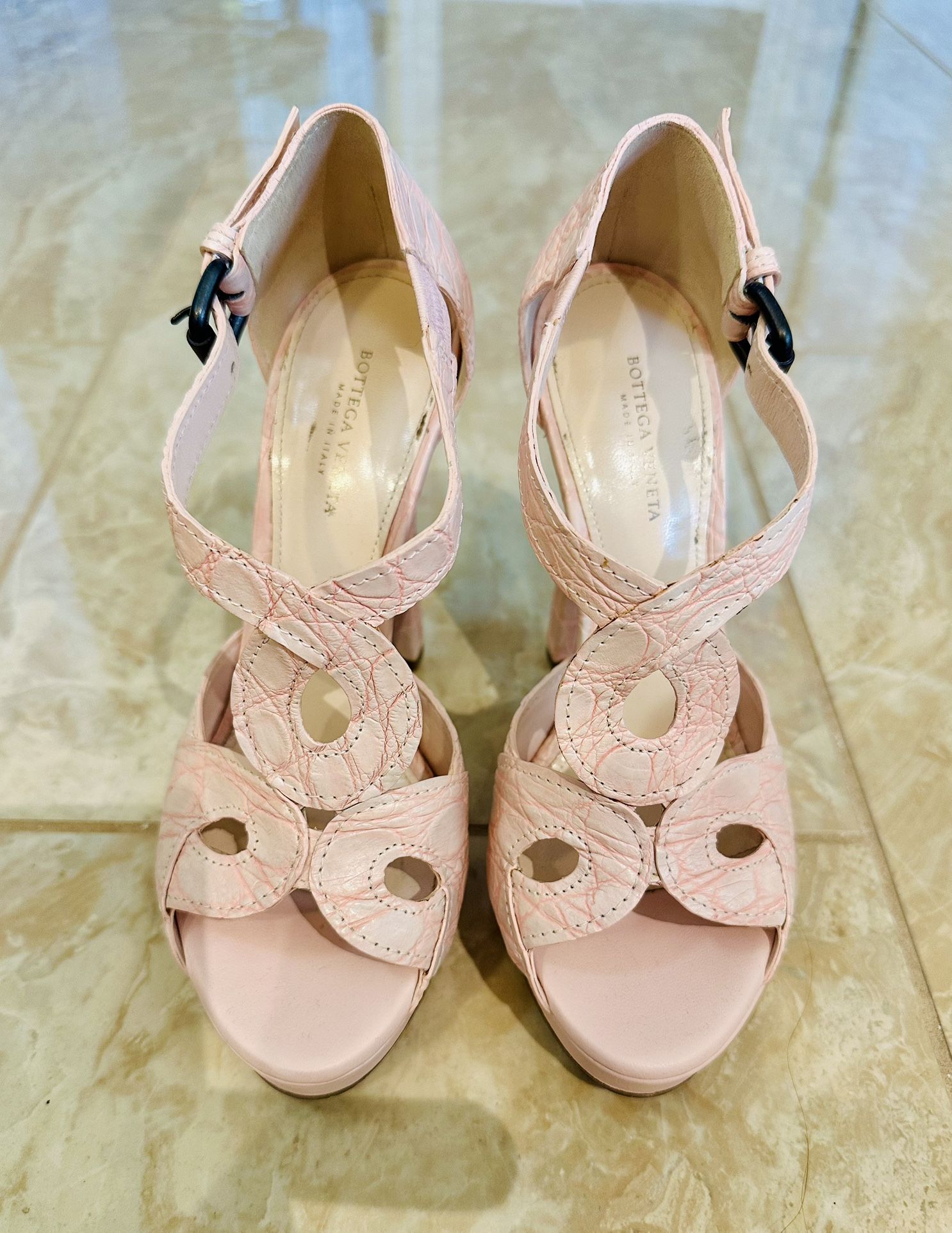 Bottega Veneta Crocodile Heel Platform Sandal