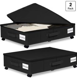 2 storage bins f with rollers under the bed