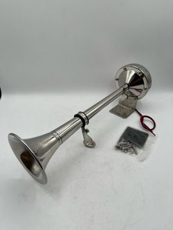 12V Electric Trumpet Horn For Truck/Boat, Stainless Steel