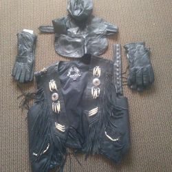 Leather pieces for motorcycle riding