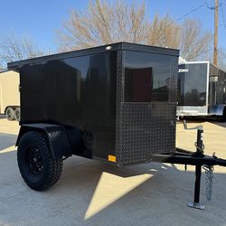 2026 New 4x6 SA Screwless Enclosed Trailer | Blackout | Spoiler Package | 3'6" Interior | Dexter Axle | .08 Polycor | 1011 (Black)