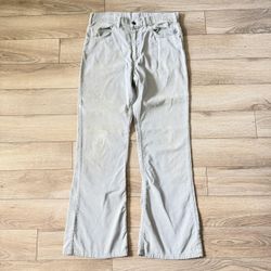 Vintage 70’s Distressed Levi’s Light Grey Corduroy Boot Cut Pants