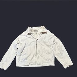 Cream/White Caribbean Joe zip up windbreaker jacket
