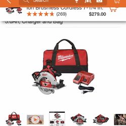 MILWAUKEE COMBO KIT SAW CIRCULAR WITH BATTERY XC 4.0 AND CHARGER BRAND NEW