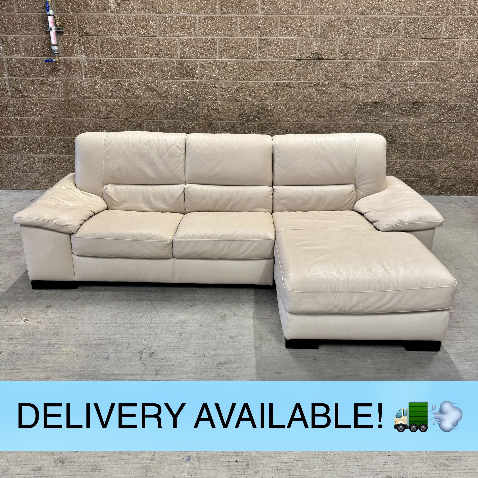 Ivory Real Leather Sectional Couch Sofa by Italsofa (DELIVERY AVAILABLE! 🚛💨)
