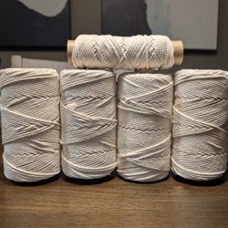 Macrame Cord  - Cotton Rope Zero Waste 2 Mm - 3 Ply - Natural 