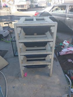 Hand built wooden rat rack poor drawer