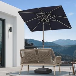 PURPLE LEAF 4' x 6' Rectangle Outdoor Umbrella for Patio with Tilt Adjustment, Patio Table Umbrella for 3 Year Fade Resistant, Aluminum Pool Market Um