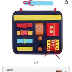 Toddlers Busy Board, SIMBOOM Basic Skills Activity Board for Early Learning Life Skills - Developmental Toys with Zipp