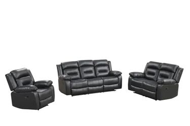 NEW BLACK LEATHER LIVING ROOM SET – 3-PIECE RECLINING SECTIONAL