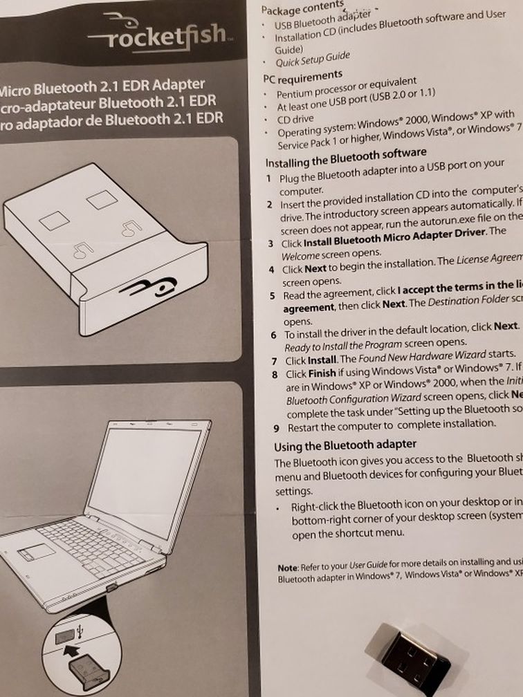 Rocketfish Micro Bluetooth EDR Adapter