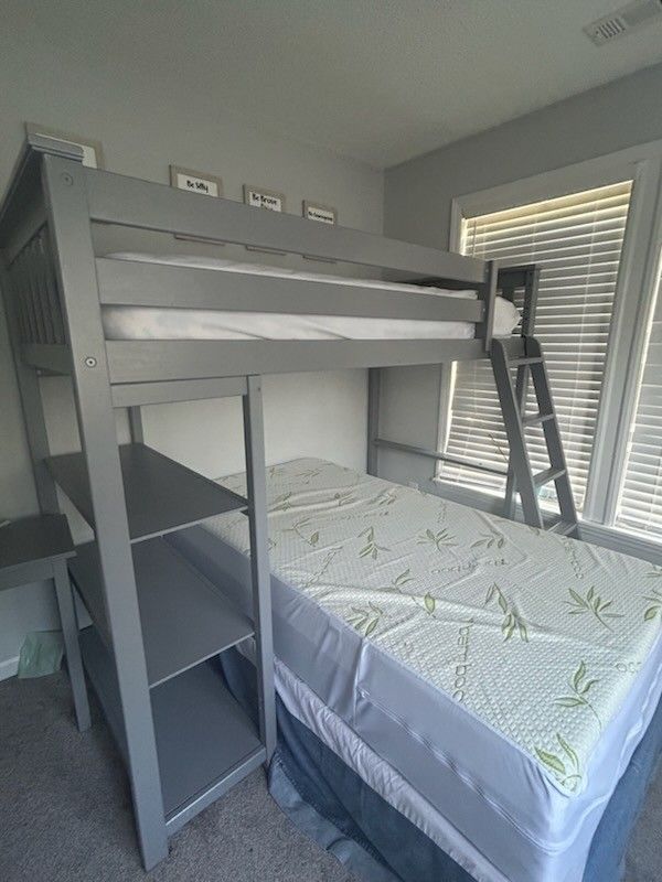 Maxwood Loft Bed W Bookshelf Snd Desk