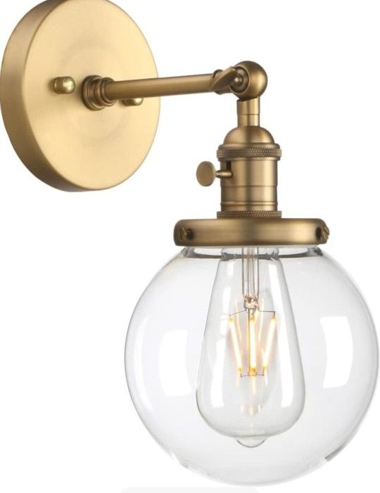 Industrial Wall Sconce with 5.9 Inches Globe Lampshade (Antique)
