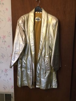 Gold leather jacket by Linda Karen