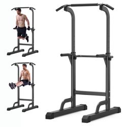 Power Tower Dip Station Pull Up Bar for Home Gym - Adjustable Height, 330LBS, Strength Training Fitness Equipment for Chin-Ups, Push-Ups, Dip-Ups