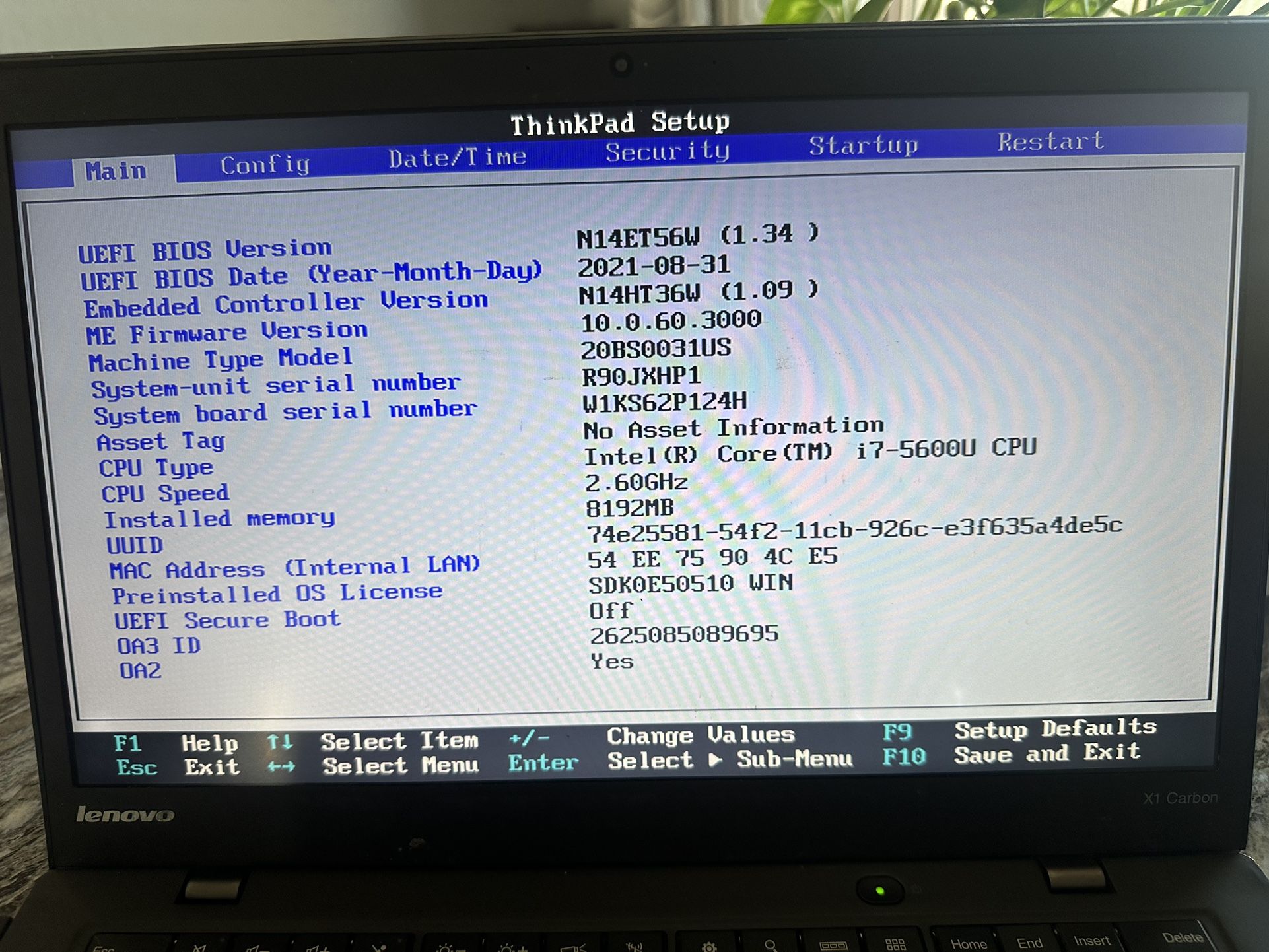 Lenovo X1 Carbon 3rd Gen No SSD No OS