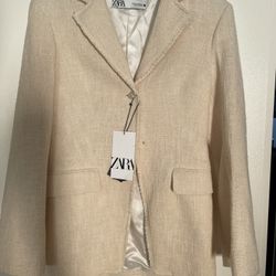 Brand New Zara Textured Tweed Blazer