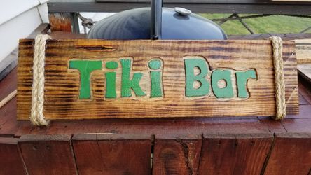 Tiki Bar Wood Sign Hand Carved