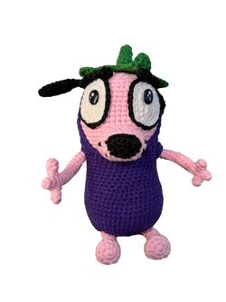 Crocheted courage the cowardly dog eggplant