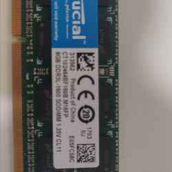 Laptop 8GB Ram, DDR3 1600 SODIMM