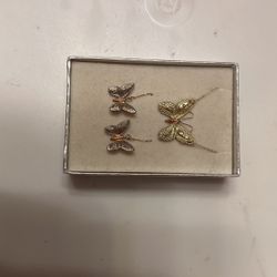 3 Tone Butterfly Jewelry Set