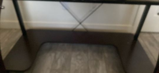 Glass Top Computer Desk with Keyboard Tray