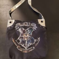 Harry Potter Hogwarts Black Tote Bag with Silver Straps - Draco Dormiens Nunquam Titillandus (Like N