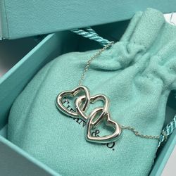 Tiffany & Co Triple Heart Sliver Necklace 18”