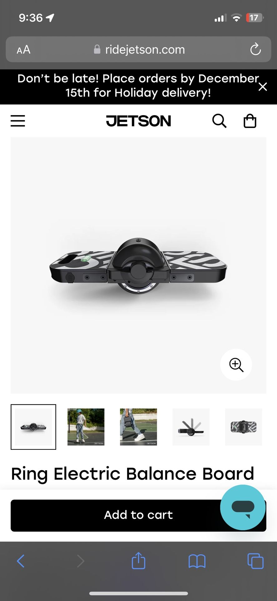 Jetson “Ring” One Wheeled Electric Balance Board