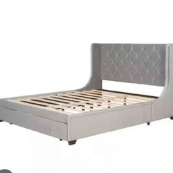 Queen Size Bed Frame With Pull Out Drawer