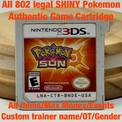 Unlocked Authentic Pokemon Sun Nintendo 3DS All 802 Legal Shiny Pokemon