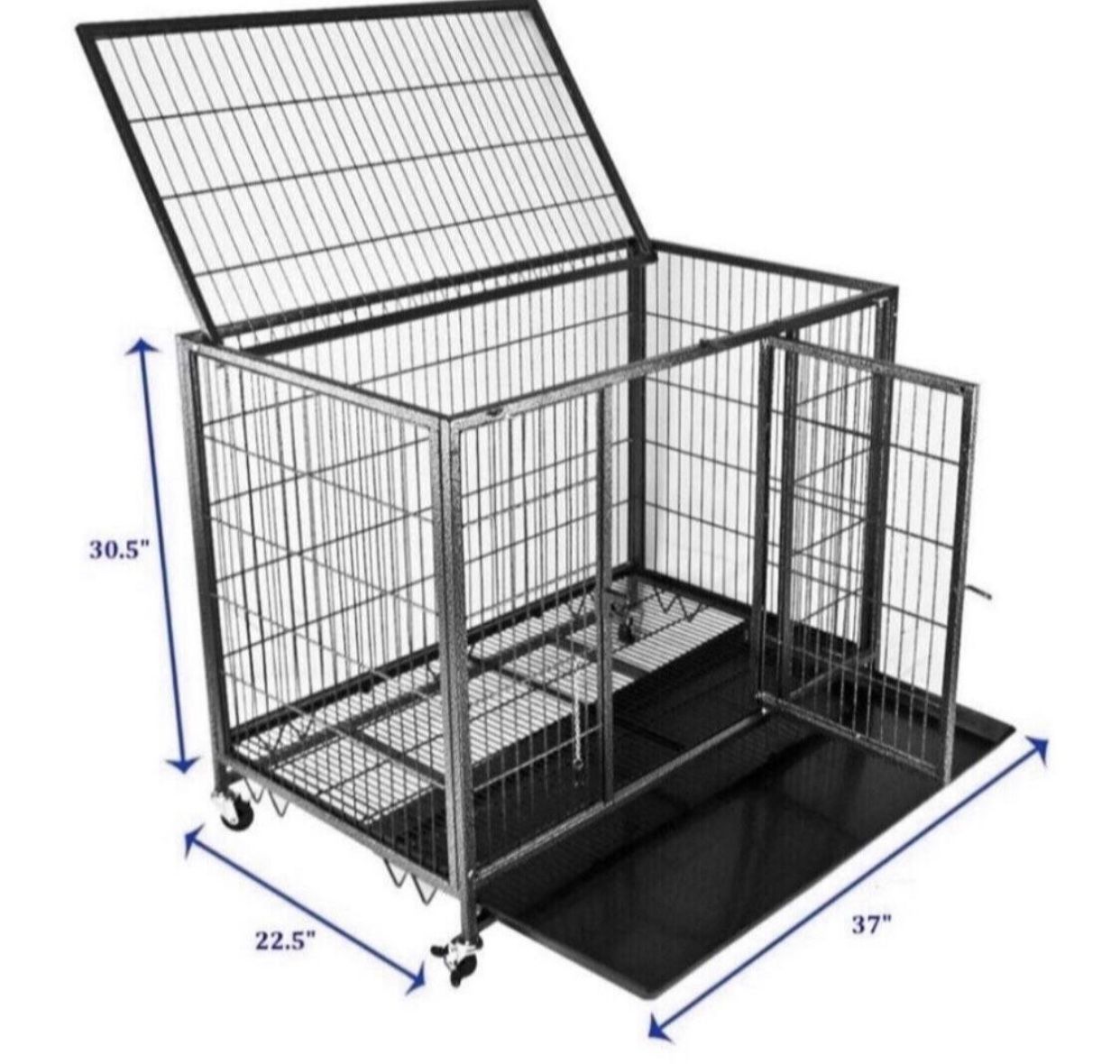🔴 On sale 🔥Double Set Brandnew 37” Heavy Duty Dog Kennel Crate Cage 🐶 please see dimensions in second picture 🇺🇸 