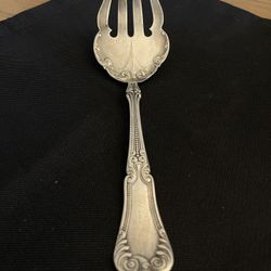 Antique Meat Serving Fork 1847 Rogers Bros A1 LOTUS Vintage Silverplate