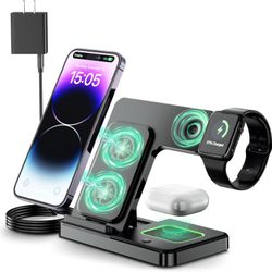 Charging Station for Apple Multiple Devices,Fast 3 in 1 Wireless Charging Station for iPhone 15/14/13/12/11(Pro, Pro Max)/XS/XR/XS/X/8(Plus),Apple Wat