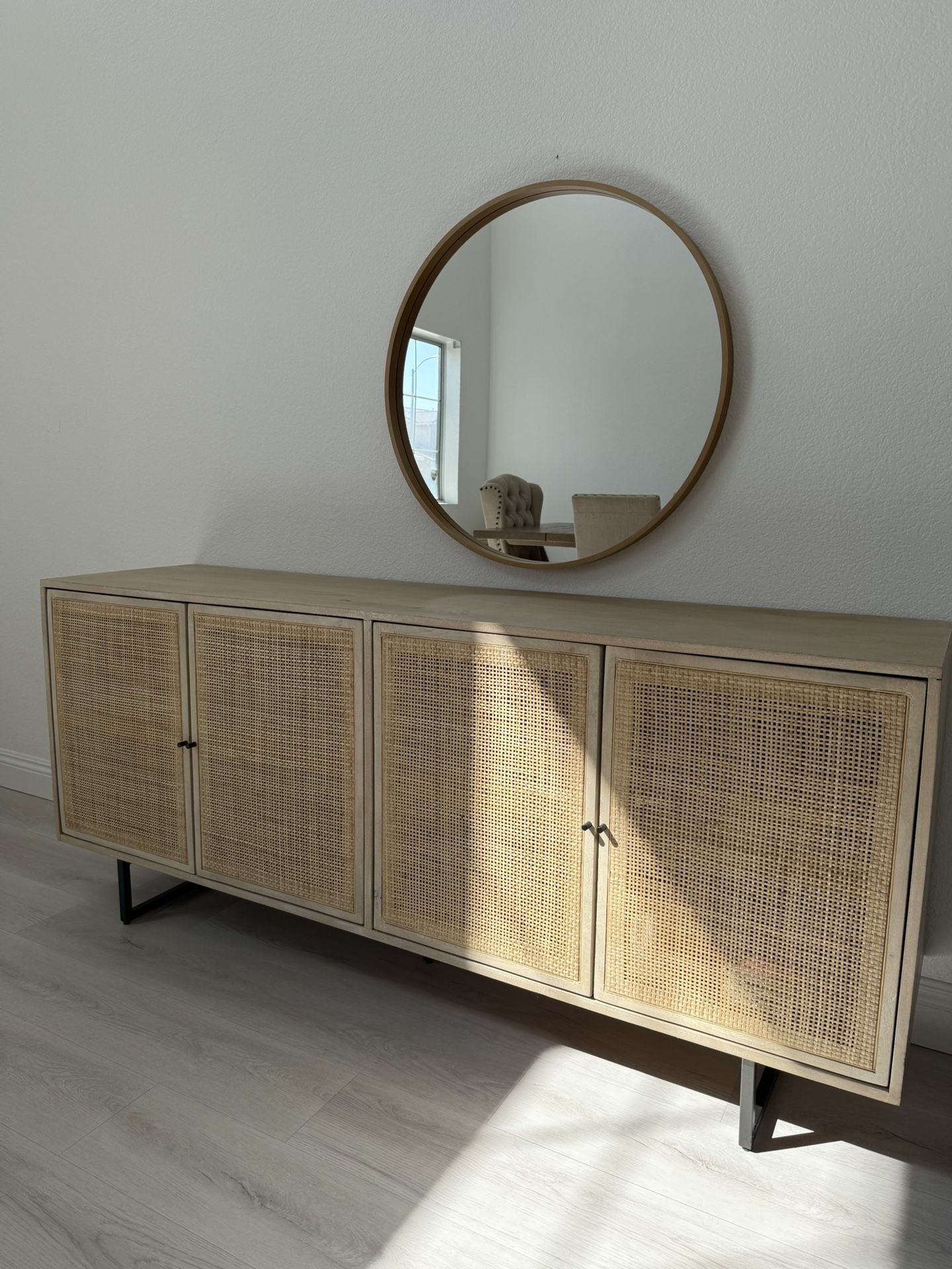 Pottery Barn Dolores Cane Console Table